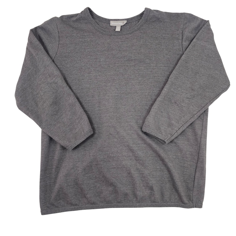 Woman Within Womens M 14/16 Petite Gray Long‎ Sleeve Crewneck Knit Top Heathered